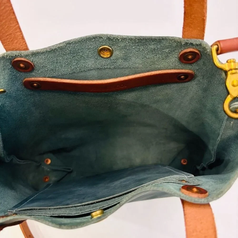 KMM & Co Leather Tote Atlantic Blue Full Grain Crossbody Made USA Travel Casual